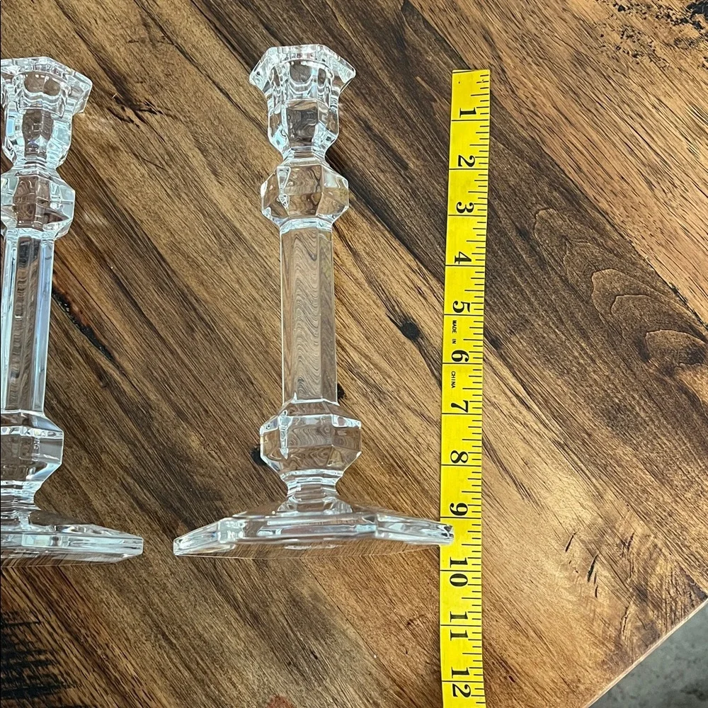 Vintage Pair of Val St. Lambert Gardenia Crystal Candlesticks Like New Signed